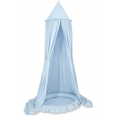 Betthimmel mit Rüschennestchen für Babyzimmer - blau