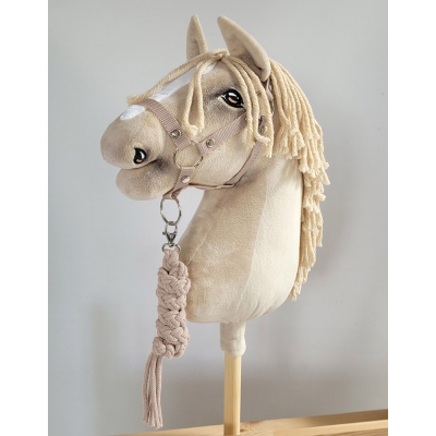 Halfter mit Anbindestrick aus Kordel für Steckenpferd A3 - beige