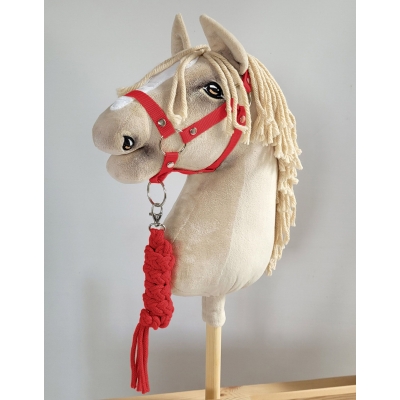 Halfter mit Anbindestrick aus Kordel für Hobby Horse A3 - rot