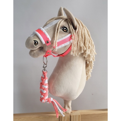 Halfter mit schwarzer Pelz mit Anbindestrick -neon-pink/ weiß A3