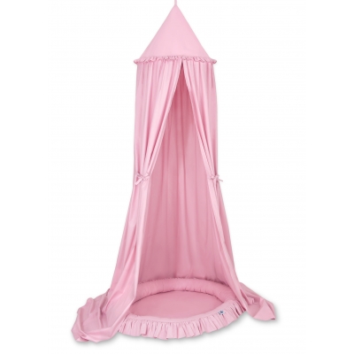 Set: Betthimmel für Mädchen Kinderzimmer + Rüschennestchen - rosa