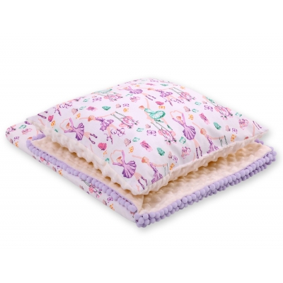 Set: Wendedecke doppelseitig + Kissen -  Ballerinen lila