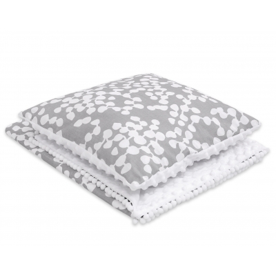 Set: Wendedecke doppelseitig + Kissen - Bubbles grau