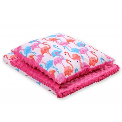 Set: Wendedecke doppelseitig + Kissen - Flamingo