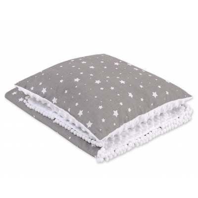 Set: Wendedecke doppelseitig + Kissen - Mini Sternchen grau