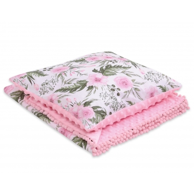 Set: Wendedecke doppelseitig + Kissen - rosa Blüten