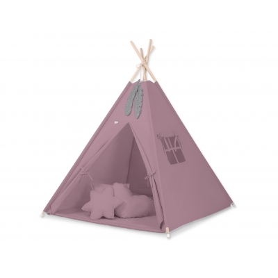 MEGA Set: Teepee Kinderspiel-Zelt+ Spielmatte+ Kissen + Schmuckfedern GRATIS! - Pastellviolett