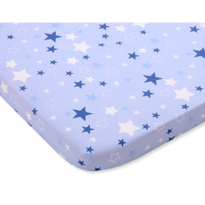 Spannbettlaken aus Baumwolle 120x60cm -blaue Sternen