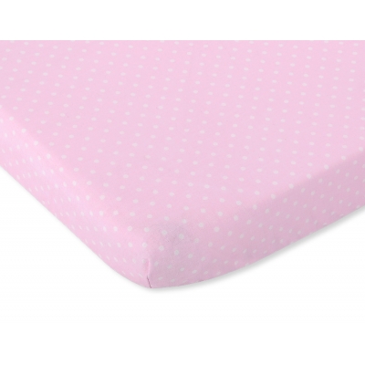Spannbetttuch für Baby- und Kinderbetten Baumwolle  120x60cm Rosa-Punktemuster