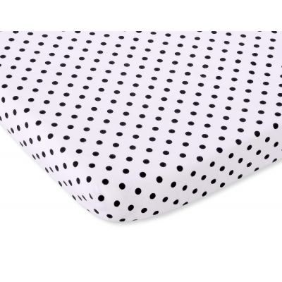 Spannbetttuch für Baby- und Kinderbetten Baumwolle 120x60cm Schwarz-Punktemuster