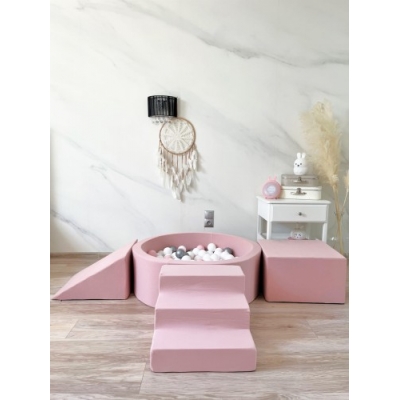 Spielplatz mit rund Bällebad + 200 Bällen - Rosa Schaumspielset