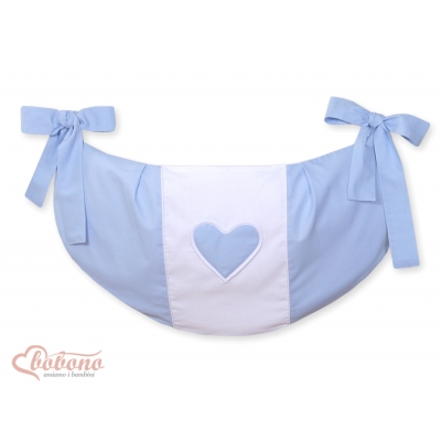 Spielzeugtasche für Babybett - Hängende Herzen blau