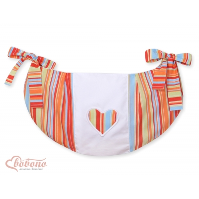 Spielzeugtasche für Babybett - Hängende Herzen orange gestreift