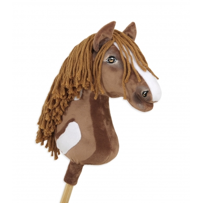 Steckenpferd Western Braun mit brauner Mähne mit Weiße Schecke