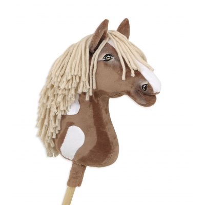 Steckenpferd Western Braunes Pferd mit Weiße Schecke