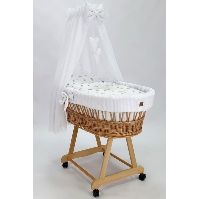 Stubenagen für Baby aus Naturweide mit Bezug-Set in Weiß-Set in Weiß