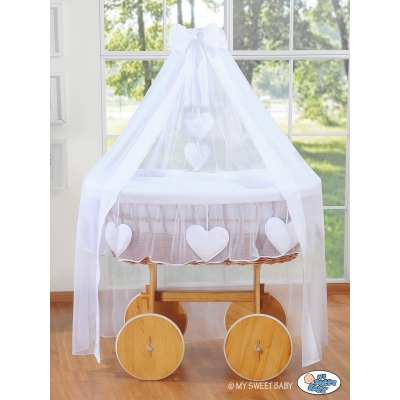Stubenwagen Baby mit Himmel Deluxe - Amelie weiß