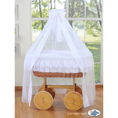 Stubenwagen Baby mit Himmel Deluxe - Little Angel weiß