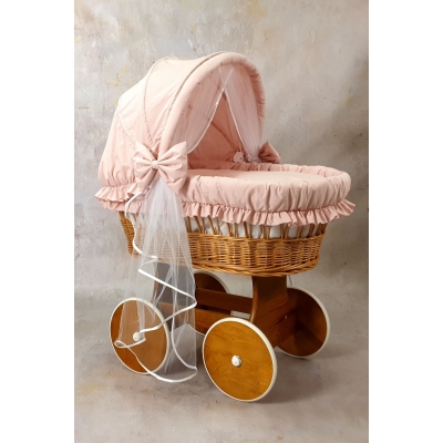 Stubenwagen für Mädchen mit Bettwäsche-Set Puderrosa