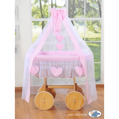 Stubenwagen Mädchen mit Himmel Deluxe - Amelie rosa