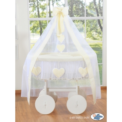 Stubenwagen mit große Rädern mit Himmel Deluxe - Amelie creme