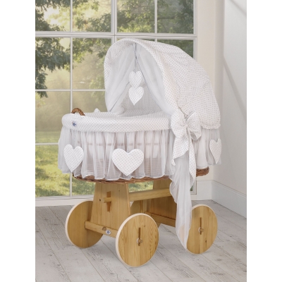 Stubenwagen mit Haube- Amelie graue Tupfen auf weiß