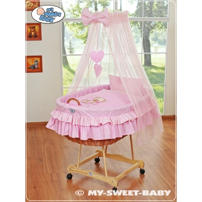 Stubenwagen mit Rollen Rosa Bezug