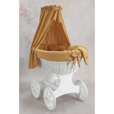 Stubenwagen mit Musselin Komplett-Set  Karmell