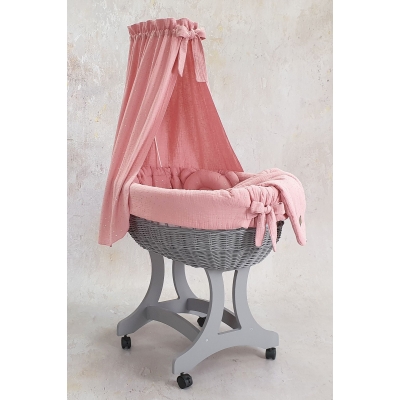 Stubenwagen mit Rollen Puderrosa Bett-Set