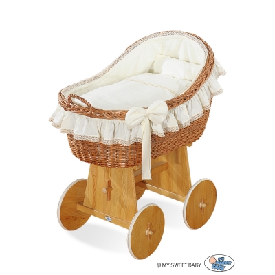 Stubenwagen mit Weidenhaube Carina - Creme
