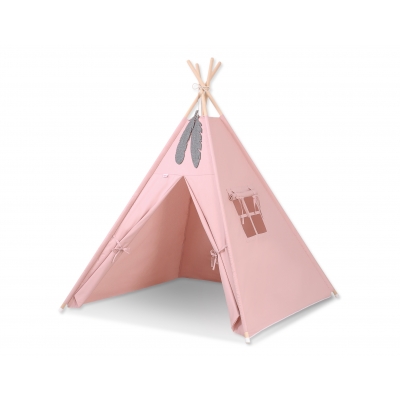 Teepee Kinderspiel-Zelt + Schmuckfedern GRATIS! - Altrosa