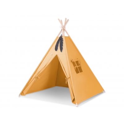 Teepee Kinder Spielzelt + Schmuckfedern GRATIS!- honiggelb