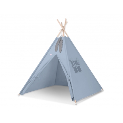 Teepee Kinder Spielzelt + Schmuckfedern GRATIS!- pastellblau