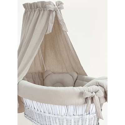 Textiles Set aus Musselin Creme Beige Stubenwagen