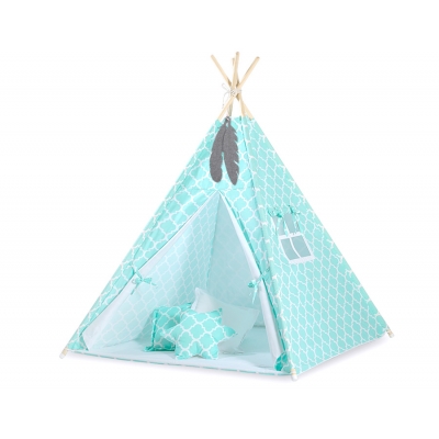 Tipi Zelt für Kinder + Schmuckfedern GRATIS! - Marokko minze