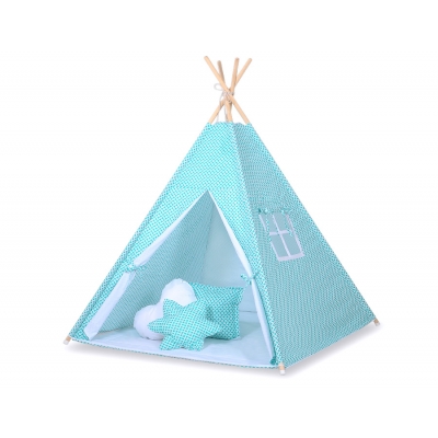 Tipi-Zelt - Minze-Blumenmuster/weiß