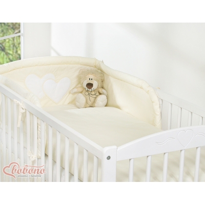 Universal Babybett Kopfschutz - Hängende Herzen creme