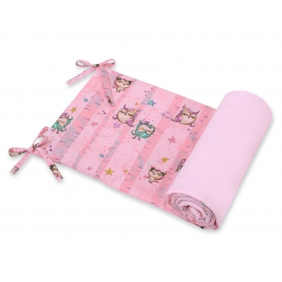 Universal Bettumrandung für Babybett - Eulen rosa