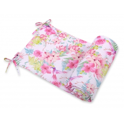 Universal Bettumrandung für Babybett - Kolibri in Blumen