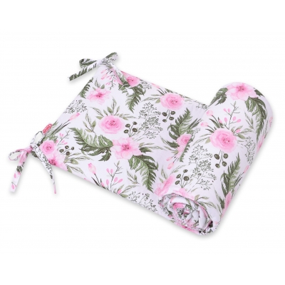 Universal Bettumrandung für Babybett - rosa Blüten