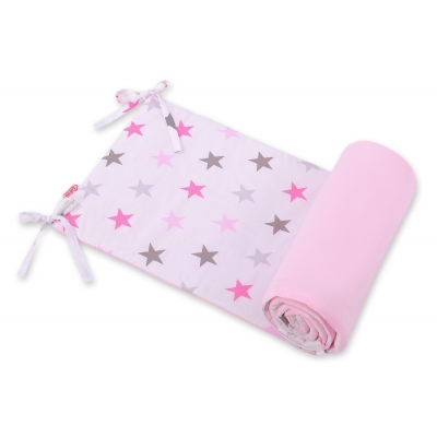 Universal Bettumrandung für Babybett -Sternen rosa - grau /rosa