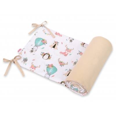 Universal doppelseitig Kopfschutz für Kinderbett - Füchse beige/beige