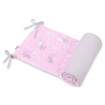 Universal doppelseitig Kopfschutz für Kinderbett - rosa rabbits
