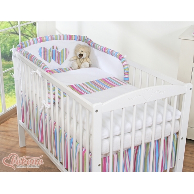 Universal Kopfschutz für Babybett - Hängende Herzen lila