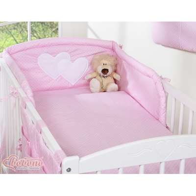 Universal Kopfschutz für Babybett- Hängende Herzen Rosa-Punktemuster