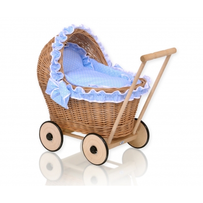 Weide Puppenwagen Bettwäsche Blau mit Weiß Punktmuster nr 1702-588