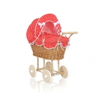 Weide Puppenwagen Bettwäsche Rot mit Punktmuster  nr 1699-763