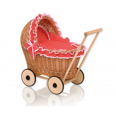 Weide Puppenwagen Bettwäsche Rot mit Punktmuster nr 1702-763