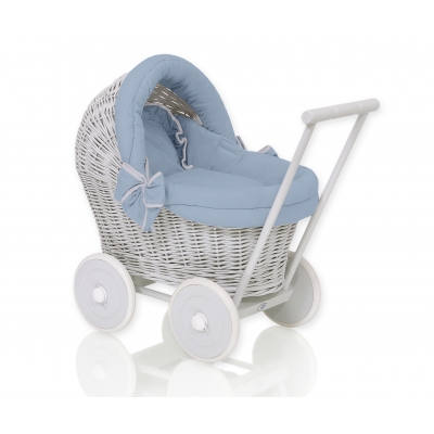 Weide Puppenwagen Grau pastellblau Bettwäsche Set