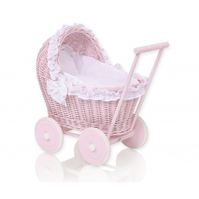 Weide Rosa Puppenwagen Bettwäsche Weiß mit Stickerei nr 81702-906
